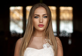 women, blonde, face, portrait, depth of field