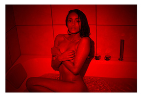 bathtub, women, nude, arms crossed, sitting, water, strategic covering, wat ...