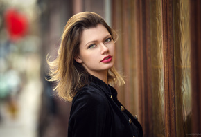 women, blonde, Lods Franck, portrait, depth of field