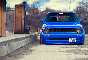 Volkswagen, Golf, MK2, stance, tuning, blue