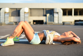 relax, tattoo, fitness, legs, hair, body, mood, girl, summer