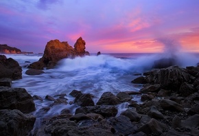 stones, Corona del Mar, Corona Del Mar, California, Pacific Ocean, wave, th ...