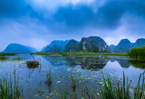Вьетнам, природа, пейзаж, горы, озеро, небо