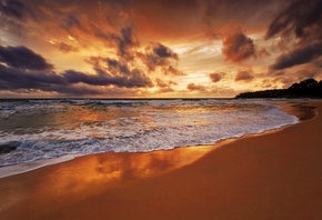 tide, wave, coast, beach, foam, sand, sea, water, the ocean, clouds, the sk ...