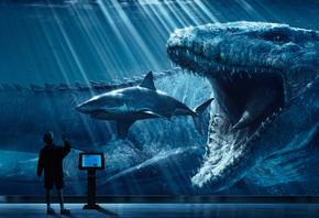 Jurassic World, Mosasaurus, Underwater, 3D
