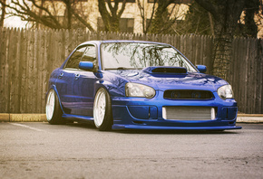 blue, subaru, impreza, wrx sti, 