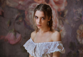 women, Maxim Maximov, Ksenia Kokoreva, portrait, bare shoulders