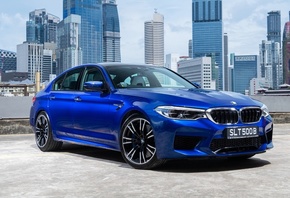 BMW, M5, blue, sedan