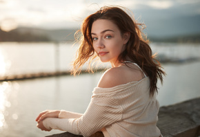 women, face, portrait, bare shoulders, smiling, depth of field, women outdo ...