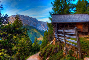 Швейцария, горы, Альпы, леса, природа, пейзаж, тропинка, дом