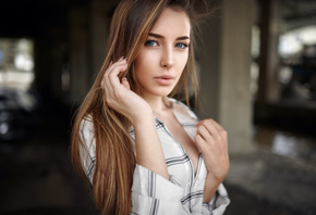 women, face, portrait, long hair