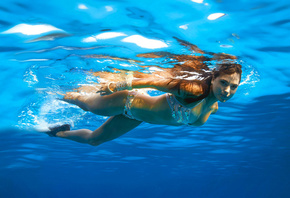 , , ,  , ,   , , women, swim, water, under water, look, looking at viewer, bikini