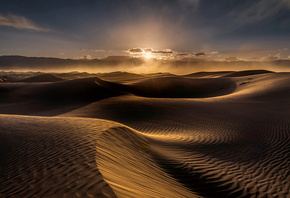 пустыня, закат, песок, барханы