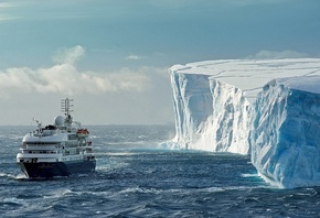 корабль, море, айсберги