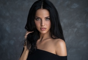 women, portrait, bare shoulders, simple background