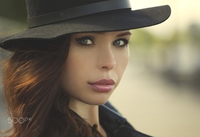 women, face, hat, depth of field, eyes, portrait, lips, closeup, juicy lips ...