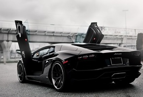Black, Lamborghini, Aventador