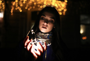 women, face, portrait, bokeh, scarfs, weater