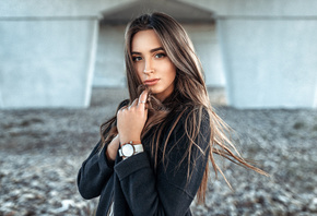 women, portrait, coats, long hair