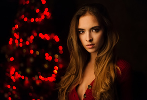 women, Maxim Maximov, portrait, Christmas Tree