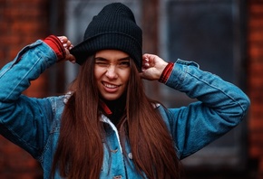 women, portrait, denim