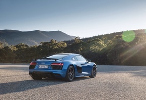 Audi, R8, Blue, Sport Cars, Back View