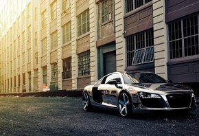 Audi, R8, Building, Sunlight, Sport Cars