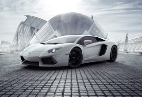 White, Lamborghini, Aventador, New