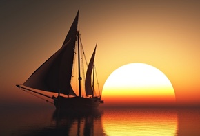 sky, sea, sunset, sun, romantic, beauty, orange, boat, emotions, sailing