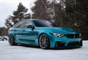 BMW, M3, blue, sedan, turquoise, tuning