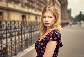 women, blonde, portrait, Lods Franck, women outdoors