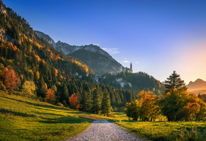 The fairytale, Neuschwanstein, castle, Hohenschwangau, Schwangau, Neuschwanstein, Castle, Germany, Bavaria, Alps