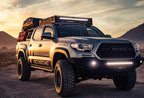 Toyota, Tacoma TRD, 2019, tuning Tacoma, desert, sunset, SUV