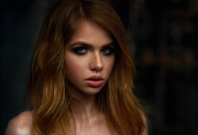aleksandra smelova, women, blonde, green eyes, face, portrait