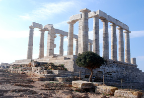 Афины, Греция, столб, Крушение, камень, храм, Храм Посейдона
