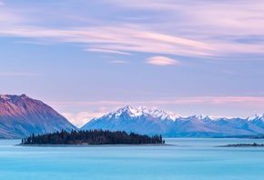 �����, ������, ����� ��������, Lake Tekapo, New Zealand, mountains, sky clouds