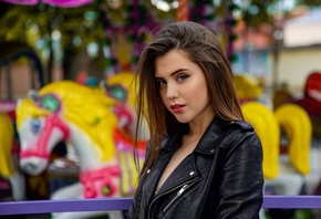 women, portrait, eyeliner, leather jackets, women outdoors