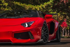 Red, Lamborghini, Aventador