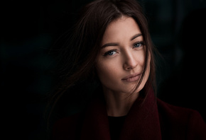 women, face, portrait, gray eyes, scarf