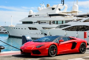 Red, Lamborghini, Aventador