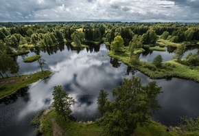 природа, пейзаж, лес, деревья, панорама, озёра, Литва, Киркилайские озёра, Биржай