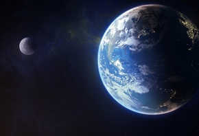 Earth And Moon, Stars, Galaxy, Solar System