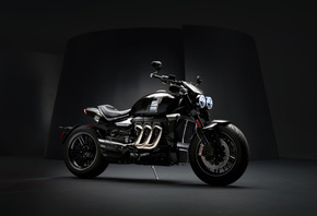 Triumph, Rocket III, мотоцикл, черный, фон