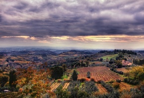 , -, , , , ,  , , , the sky, san gimignano, sunset, landscape, field, panorama, the view from the top, italy, tuscany