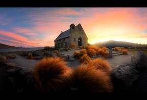 landscape, Dark, Building, Sky, Plants, Stones