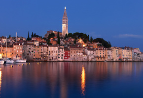 Rovinj, evening, cityscape, coast, sea, Adriatic Sea, Istria, Croatia