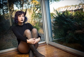 sitting, Women, Model, Cadeque, Window