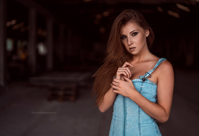 women, long hair, denim, portrait, Stefan Hausler, zipper