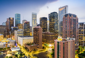 modern buildings, Texas, USA, american cities, America, Houston at evening, HDR, City