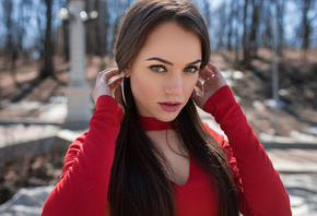 women, hoop earrings, face, portrait, long hair, women outdoors, Dmitry Sn, ...